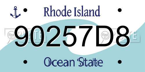 90257D8 Rhode Island License Plate