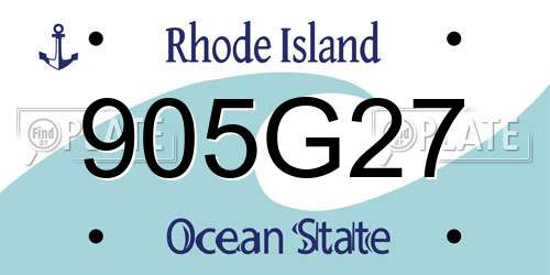 905G27 Rhode Island License Plate