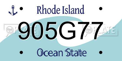 905G77 Rhode Island License Plate
