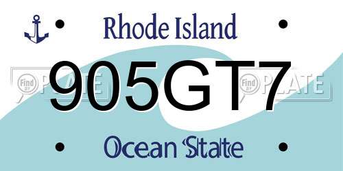 905GT7 Rhode Island License Plate
