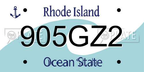 905GZ2 Rhode Island License Plate