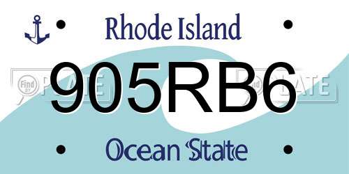 905RB6 Rhode Island License Plate