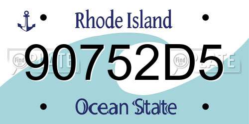 90752D5 Rhode Island License Plate