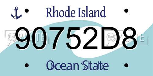 90752D8 Rhode Island License Plate