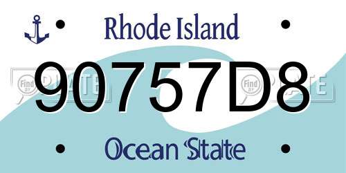 90757D8 Rhode Island License Plate