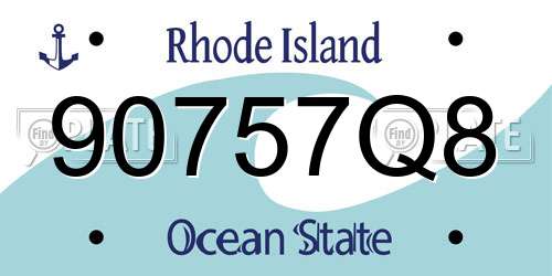 90757Q8 Rhode Island License Plate