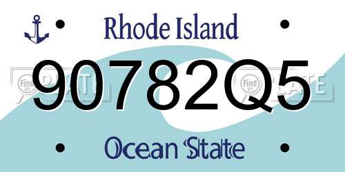90782Q5 Rhode Island License Plate