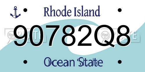 90782Q8 Rhode Island License Plate