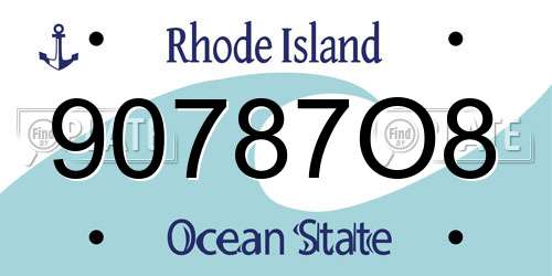 90787O8 Rhode Island License Plate