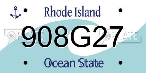 908G27 Rhode Island License Plate