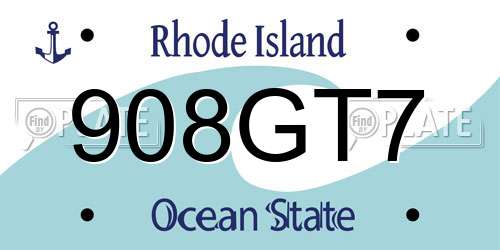908GT7 Rhode Island License Plate