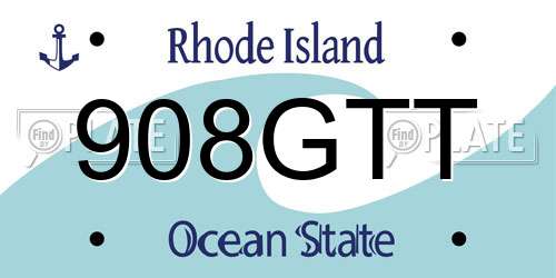 908GTT Rhode Island License Plate