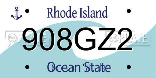 908GZ2 Rhode Island License Plate
