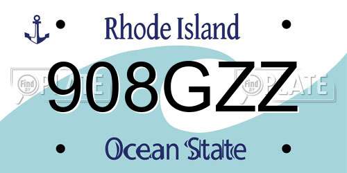 908GZZ Rhode Island License Plate