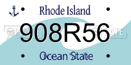 908R56 Rhode Island License Plate