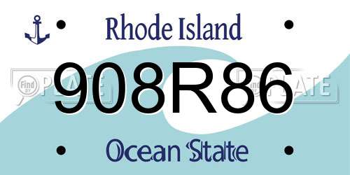 908R86 Rhode Island License Plate