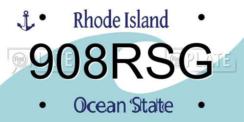 908RSG Rhode Island License Plate