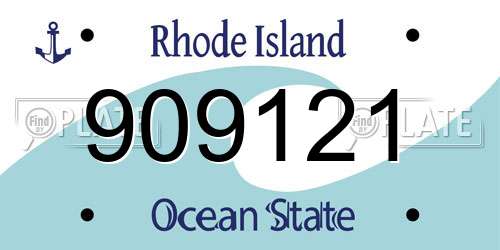 909121 Rhode Island License Plate