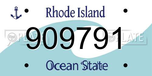 909791 Rhode Island License Plate