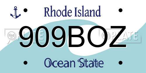 909BOZ Rhode Island License Plate