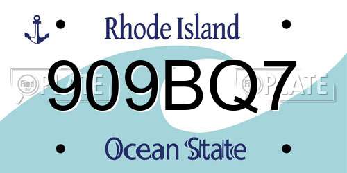 909BQ7 Rhode Island License Plate
