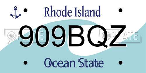 909BQZ Rhode Island License Plate