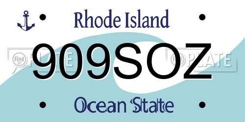 909SOZ Rhode Island License Plate
