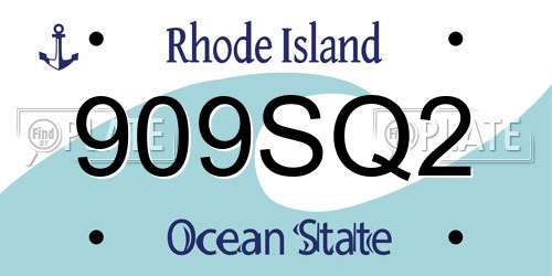 909SQ2 Rhode Island License Plate