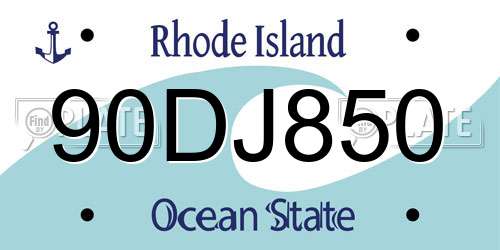 90DJ850 Rhode Island License Plate