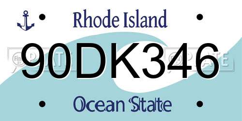 90DK346 Rhode Island License Plate