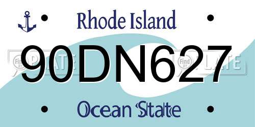 90DN627 Rhode Island License Plate