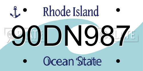 90DN987 Rhode Island License Plate