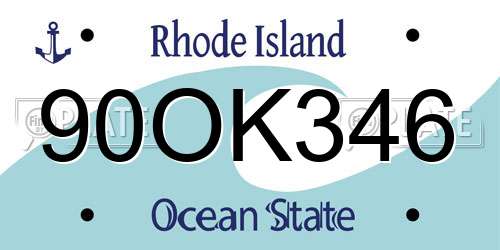 90OK346 Rhode Island License Plate