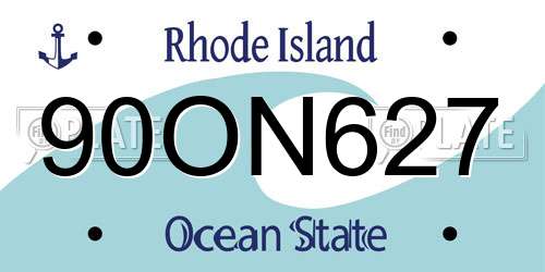 90ON627 Rhode Island License Plate