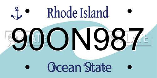 90ON987 Rhode Island License Plate