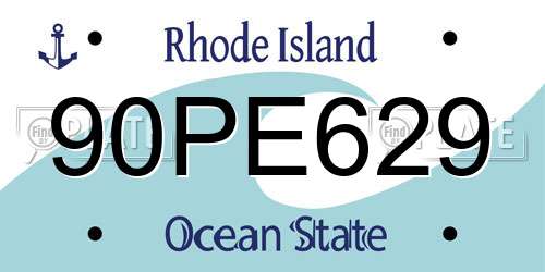 90PE629 Rhode Island License Plate