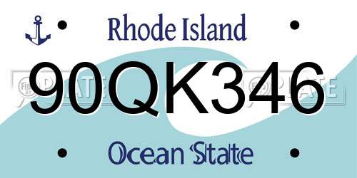 90QK346 Rhode Island License Plate