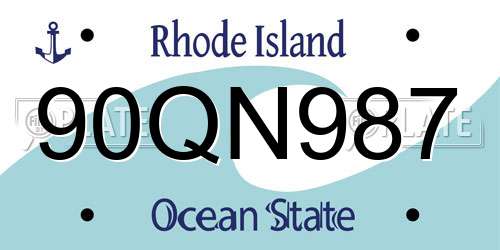90QN987 Rhode Island License Plate