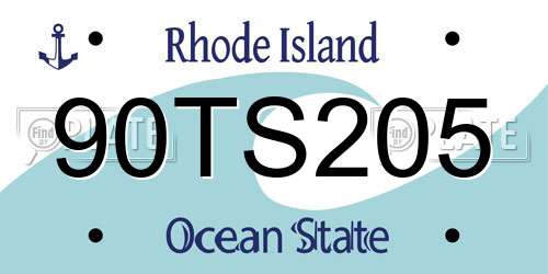 90TS205 Rhode Island License Plate