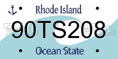90TS208 Rhode Island License Plate