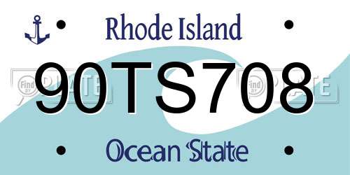 90TS708 Rhode Island License Plate
