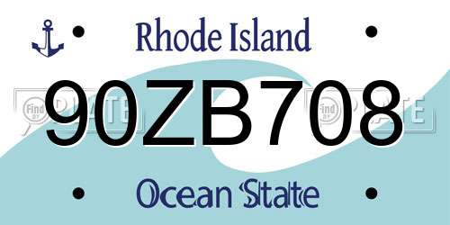 90ZB708 Rhode Island License Plate