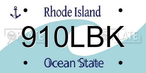 910LBK Rhode Island License Plate