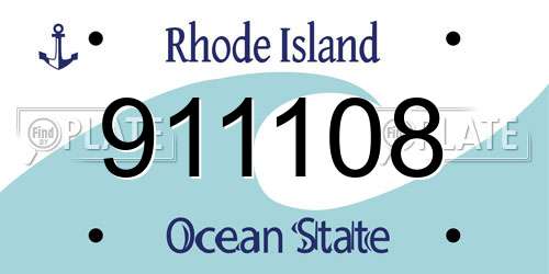 911108 Rhode Island License Plate