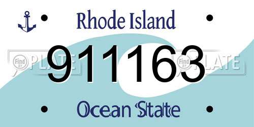 911163 Rhode Island License Plate