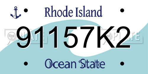 91157K2 Rhode Island License Plate