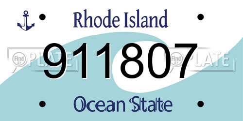 911807 Rhode Island License Plate