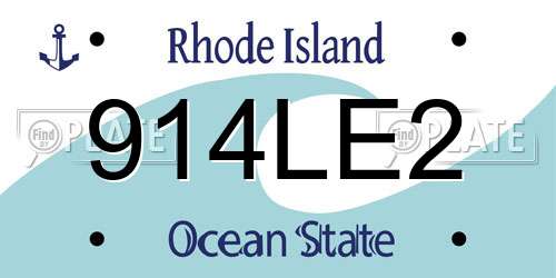 914LE2 Rhode Island License Plate