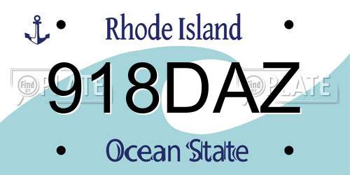 918DAZ Rhode Island License Plate