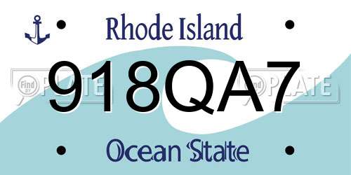 918QA7 Rhode Island License Plate